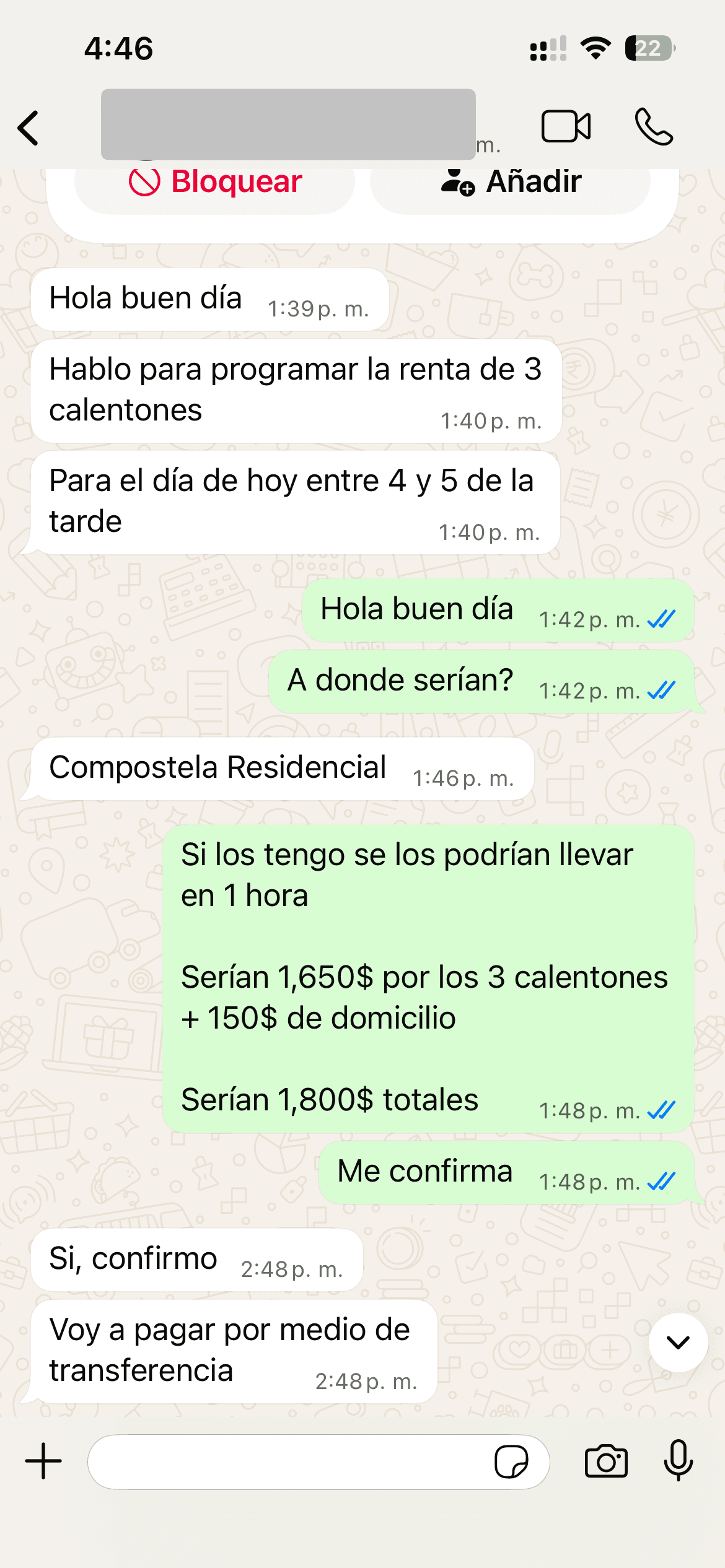 Captura 1 de conversación de WhatsApp con ClimaXpress