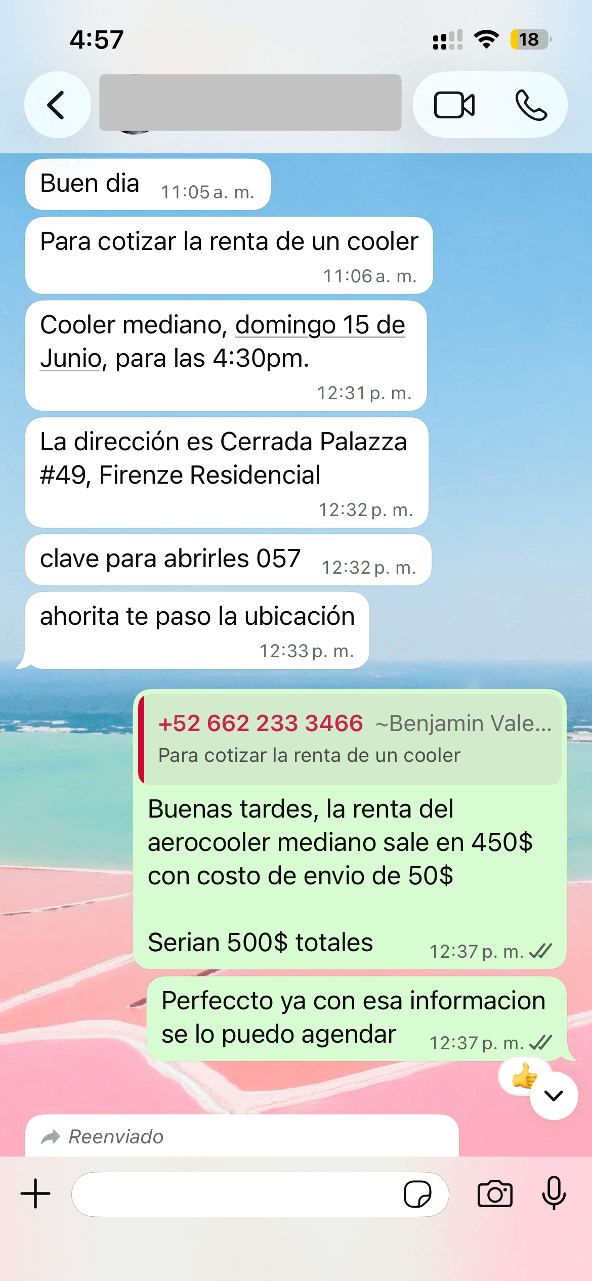 Captura 3 de conversación de WhatsApp con ClimaXpress